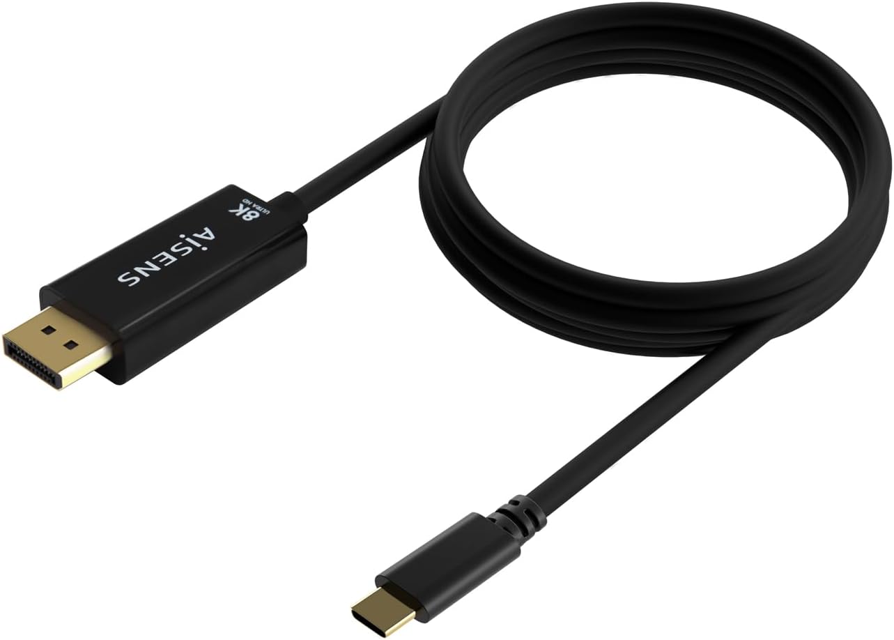 Cabo Conversor Aisens A109-0689/ USB Tipo-C Macho - DisplayPort Macho/ Até 27W/ 1250Mbps/ 1.8m/ Preto - Imagem 2