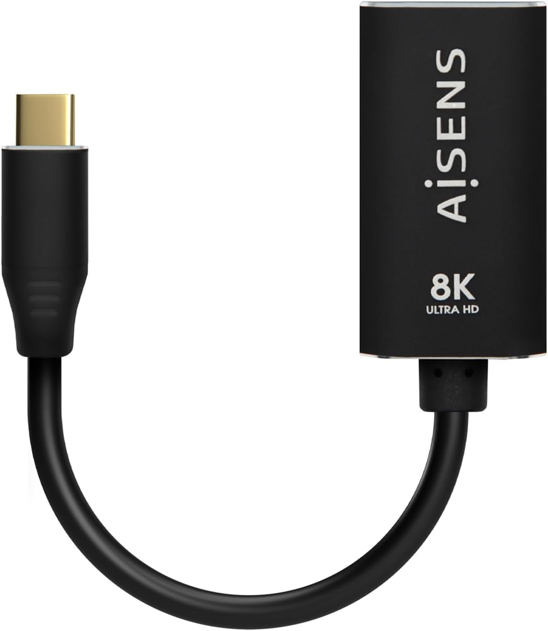 Conversor Aisens A109-0690/ USB Tipo-C Macho - DisplayPort Fêmea/ Até 27W/ 1250Mbps/ 15cm/ Preto - Imagem 2