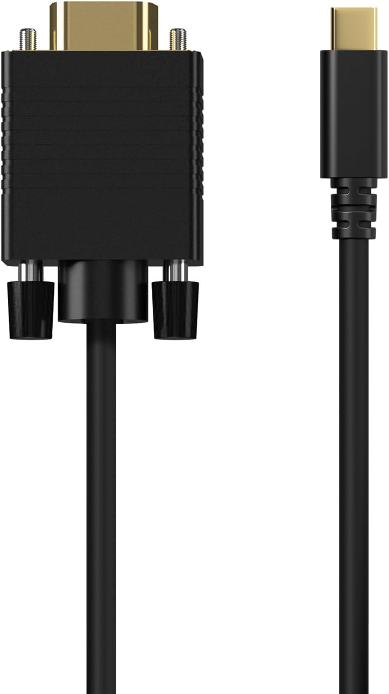 Cabo Conversor Aisens A109-0693/ USB Tipo-C Macho - VGA Macho/ Até 27W/ 1250Mbps/ 1.8m/ Preto