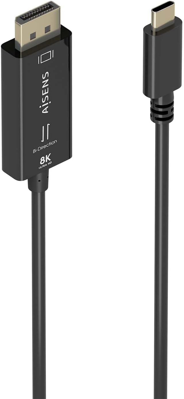 Cabo Conversor Aisens A109-0879/ USB Tipo-C Macho - DisplayPort Macho/ 1.8m/ Preto