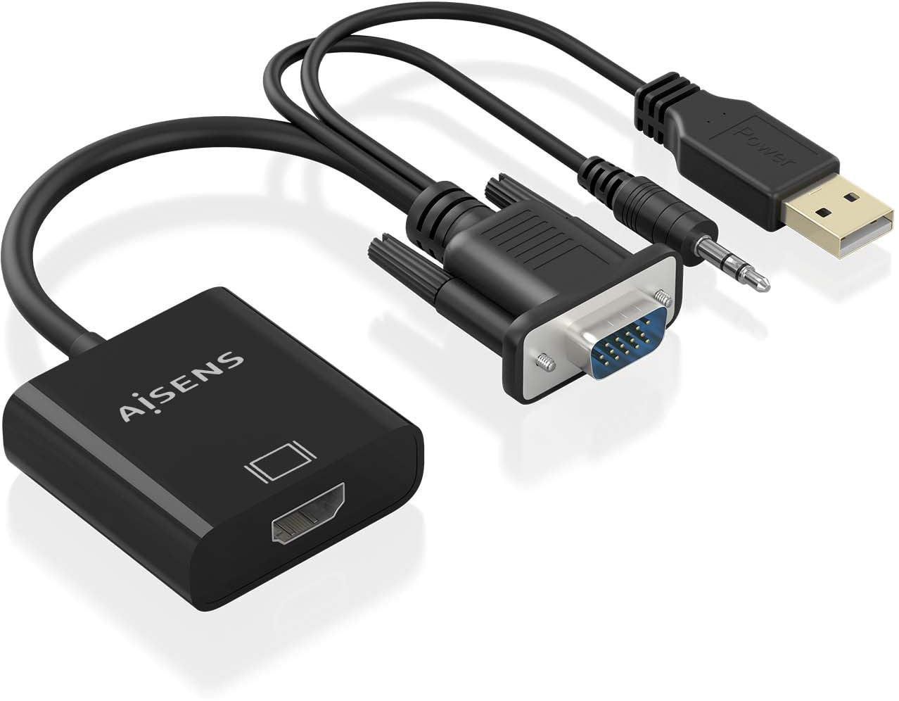 Cabo Conversor Aisens A115-0872 SVGA Macho - USB Macho/ Jack Macho - HDMI Fêmea/ 20cm/ Preto - Imagem 2