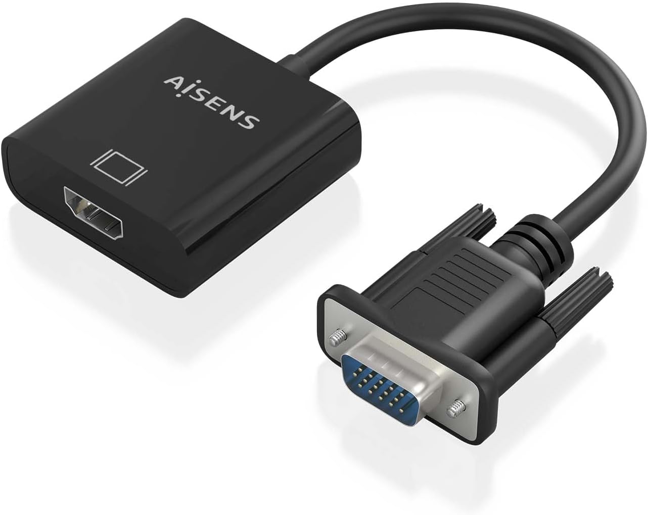 Cabo Conversor Aisens A115-0873/ VGA Macho/ HDMI Fêmea - Jack 3.5 Fêmea - MicroUSB / 20cm/ Preto