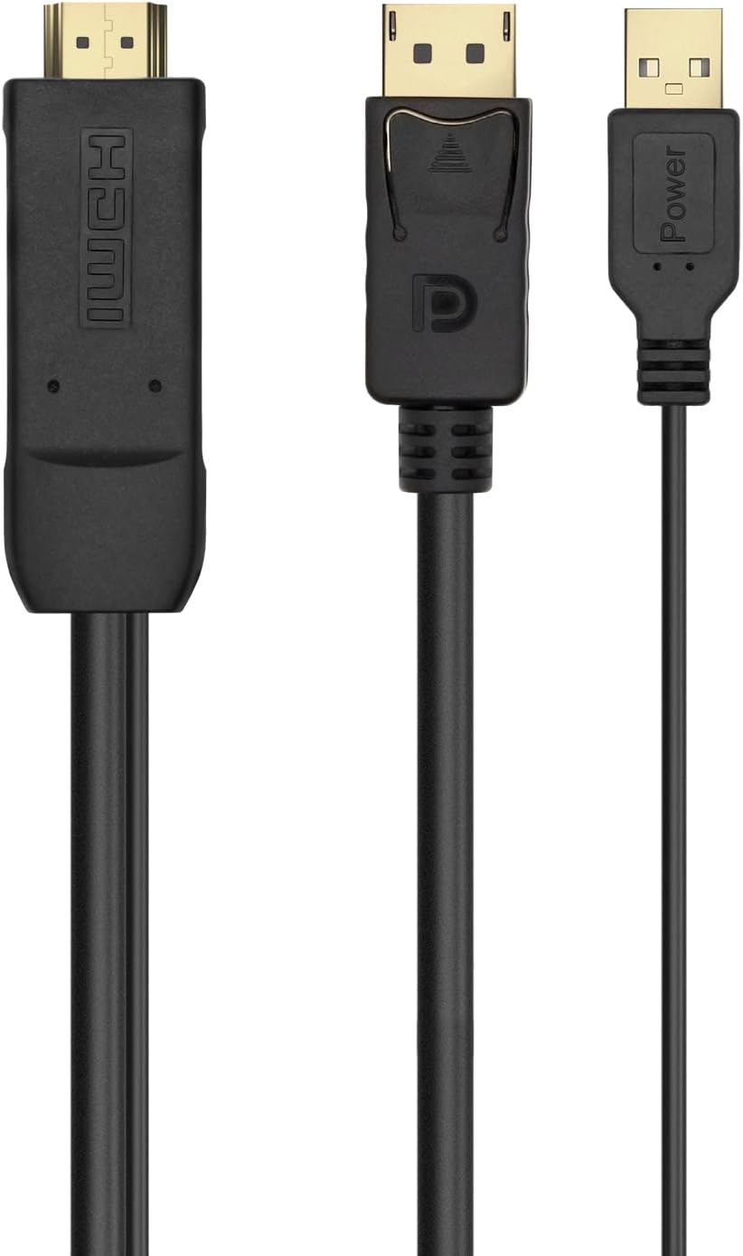 Cabo Conversor Aisens A122-0641/ HDMI Macho - DisplayPort Macho + USB Macho/ Até 10W/ 2250Mbps/ 10cm + 1.8m/ Preto