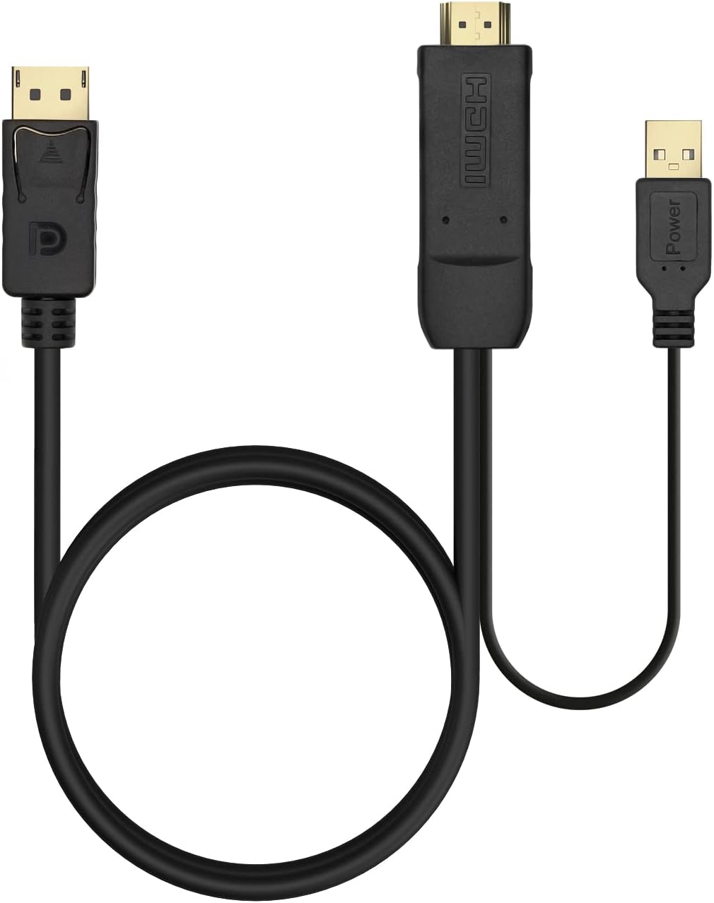 Cabo Conversor Aisens A122-0641/ HDMI Macho - DisplayPort Macho + USB Macho/ Até 10W/ 2250Mbps/ 10cm + 1.8m/ Preto - Imagem 3