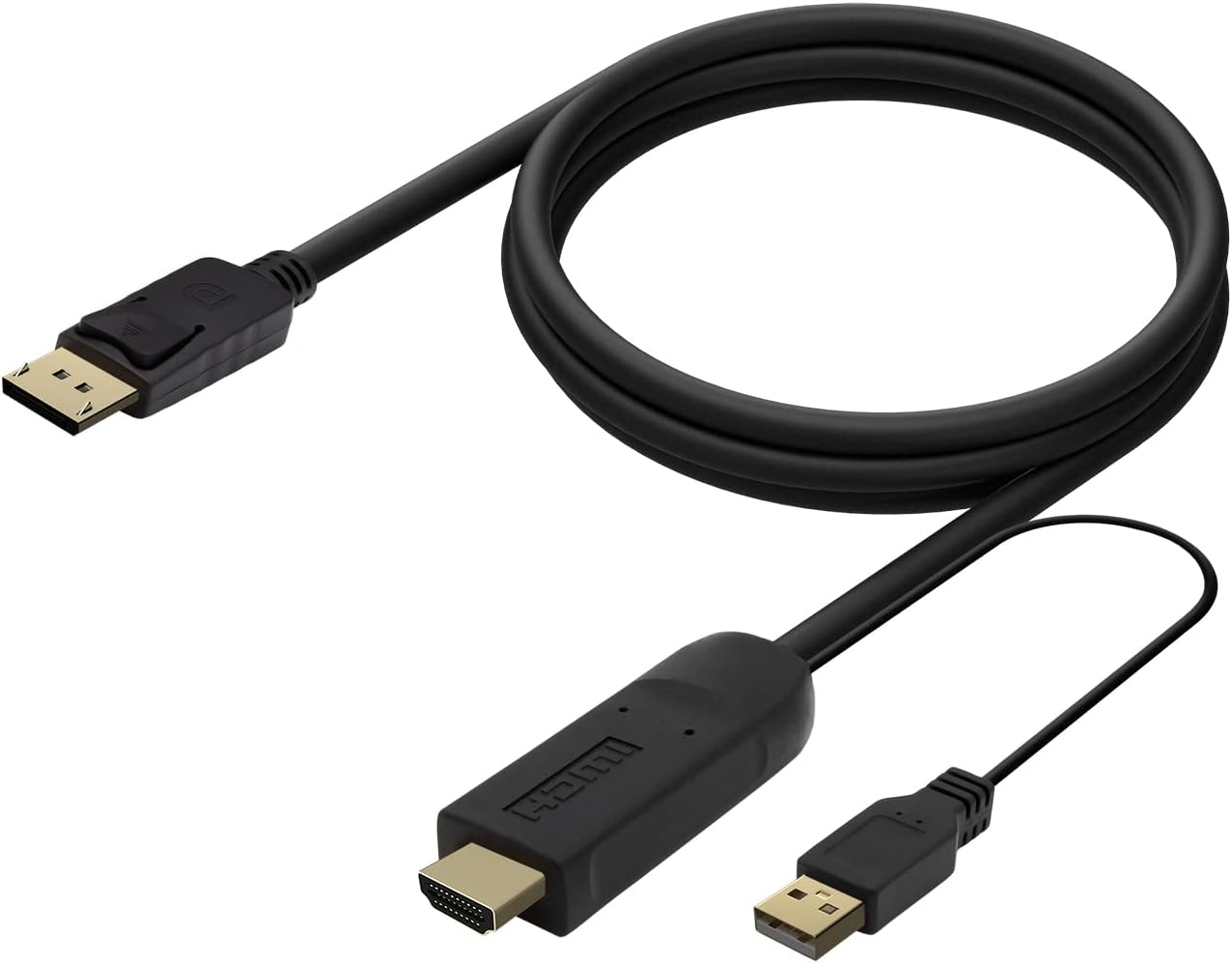 Cabo Conversor Aisens A122-0641/ HDMI Macho - DisplayPort Macho + USB Macho/ Até 10W/ 2250Mbps/ 10cm + 1.8m/ Preto - Imagem 2