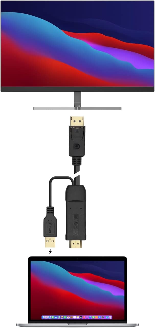 Cabo Conversor Aisens A122-0641/ HDMI Macho - DisplayPort Macho + USB Macho/ Até 10W/ 2250Mbps/ 10cm + 1.8m/ Preto - Imagem 4