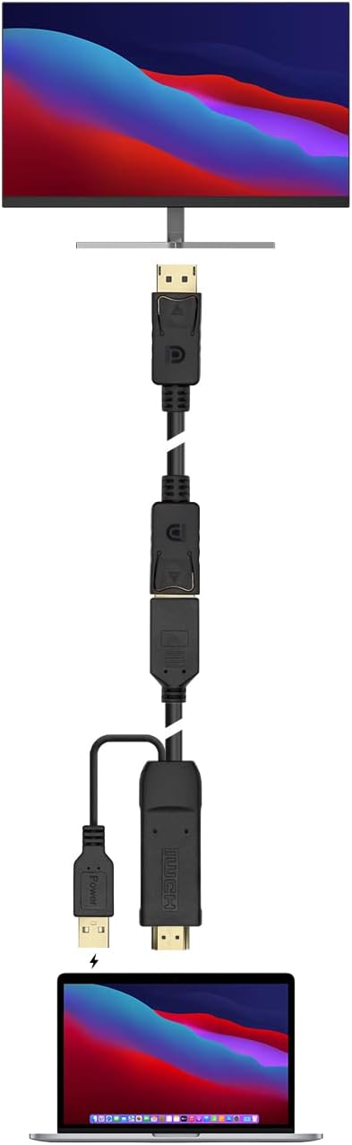 Cabo Conversor 4K Aisens A122-0642/ HDMI Macho - DisplayPort Fêmea - USB Macho/ Até 10W/ 2250Mbps/ 10cm + 10cm/ Preto - Imagem 4