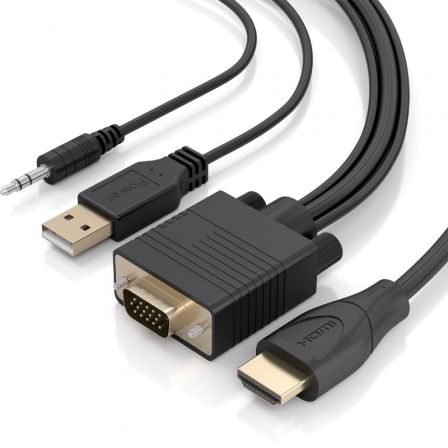 Cabo Conversor Aisens A122-1015 SVGA Macho - USB Macho - Jack Macho/ HDMI Macho/ 2m/ Preto - Imagem 3