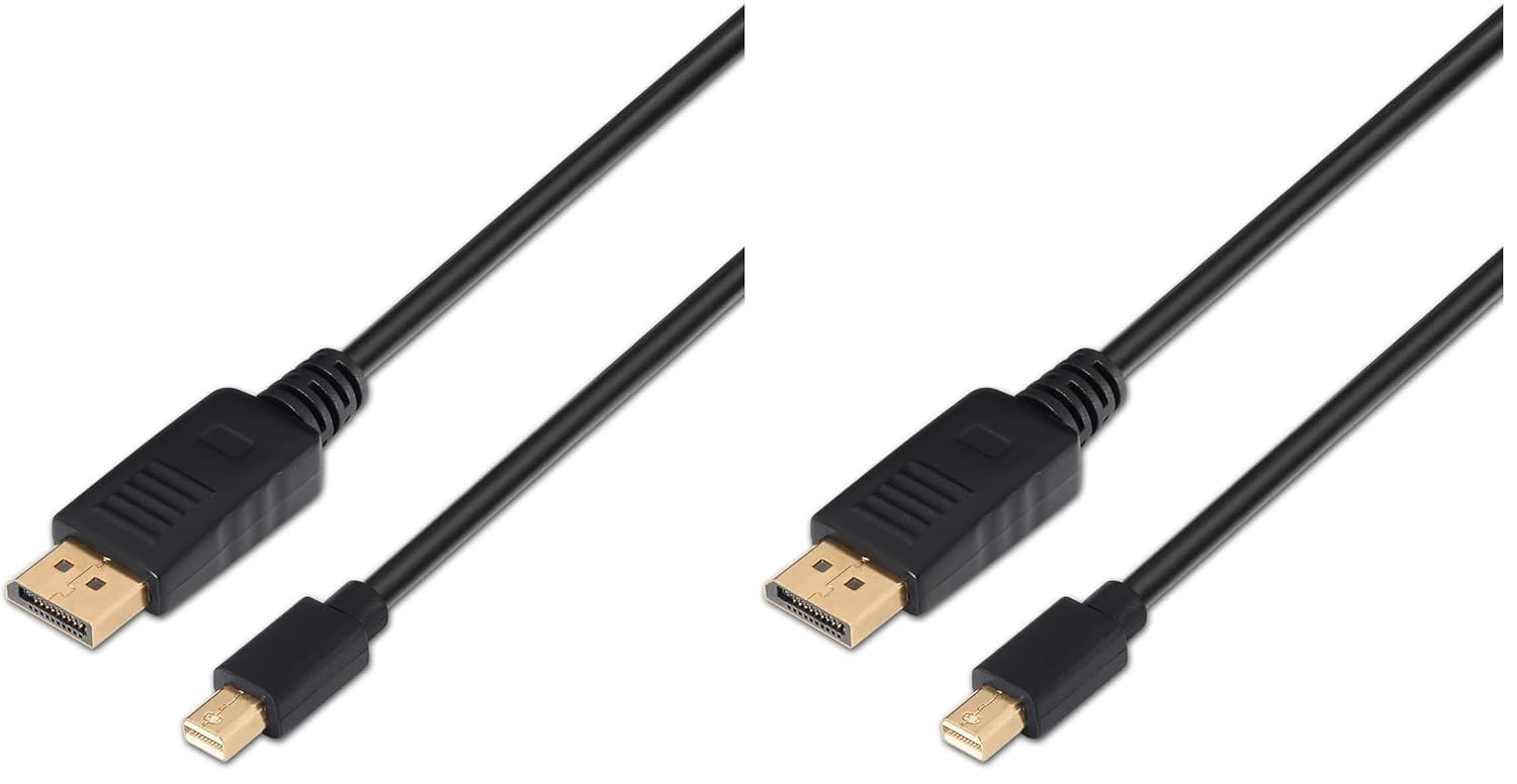 Cabo Mini DisplayPort Aisens A124-0131/ DisplayPort Macho - Mini DisplayPort Macho/ Até 5W/ 2300Mbps/ 2m/ Preto