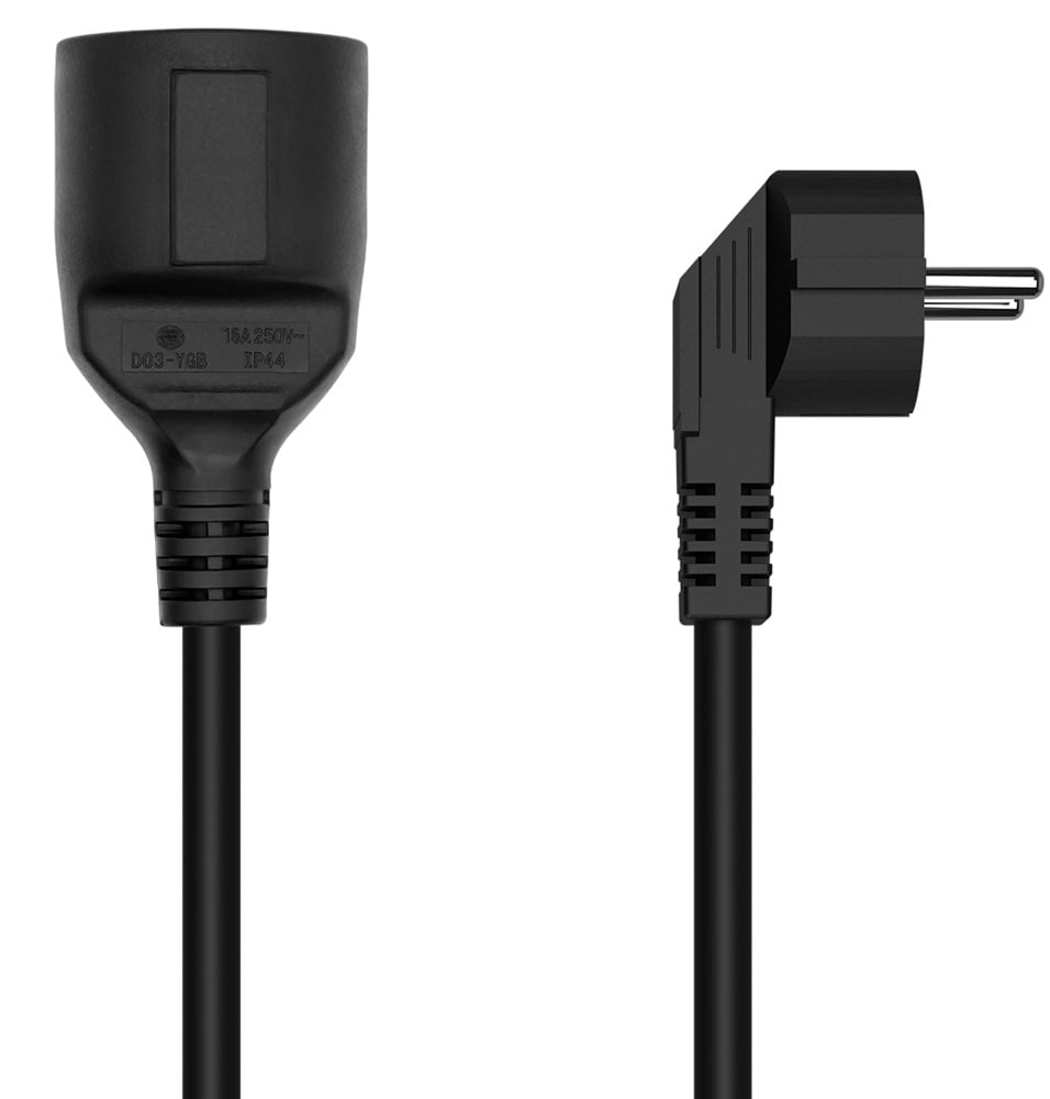 Cabo Extensor de Alimentação Aisens A132-0600/ CEE7 Macho - CEE7 Fêmea/ Até 1500W/ 2m/ Preto