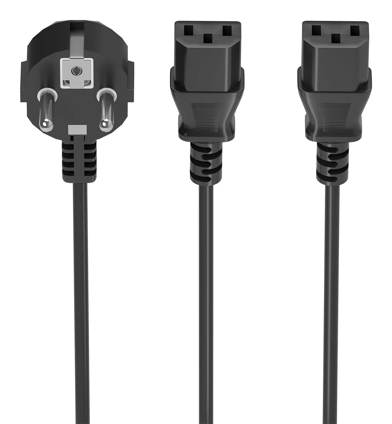 Cabo de Alimentação AISENS A132-0864 Schuko CEE7/7 para 2x C13 1.8m 0.75mm² Preto