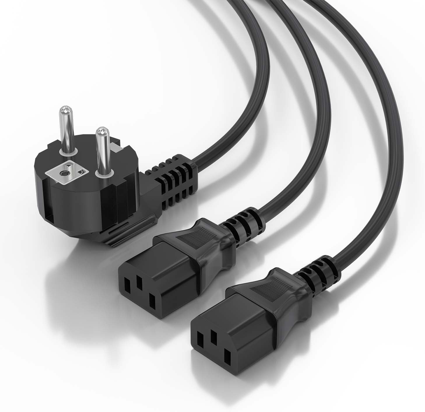 Cabo de Alimentação CPU Aisens A132-0865/ CEE7 Macho - 2x C13 Fêmea/ 3m/ Preto - Imagem 3