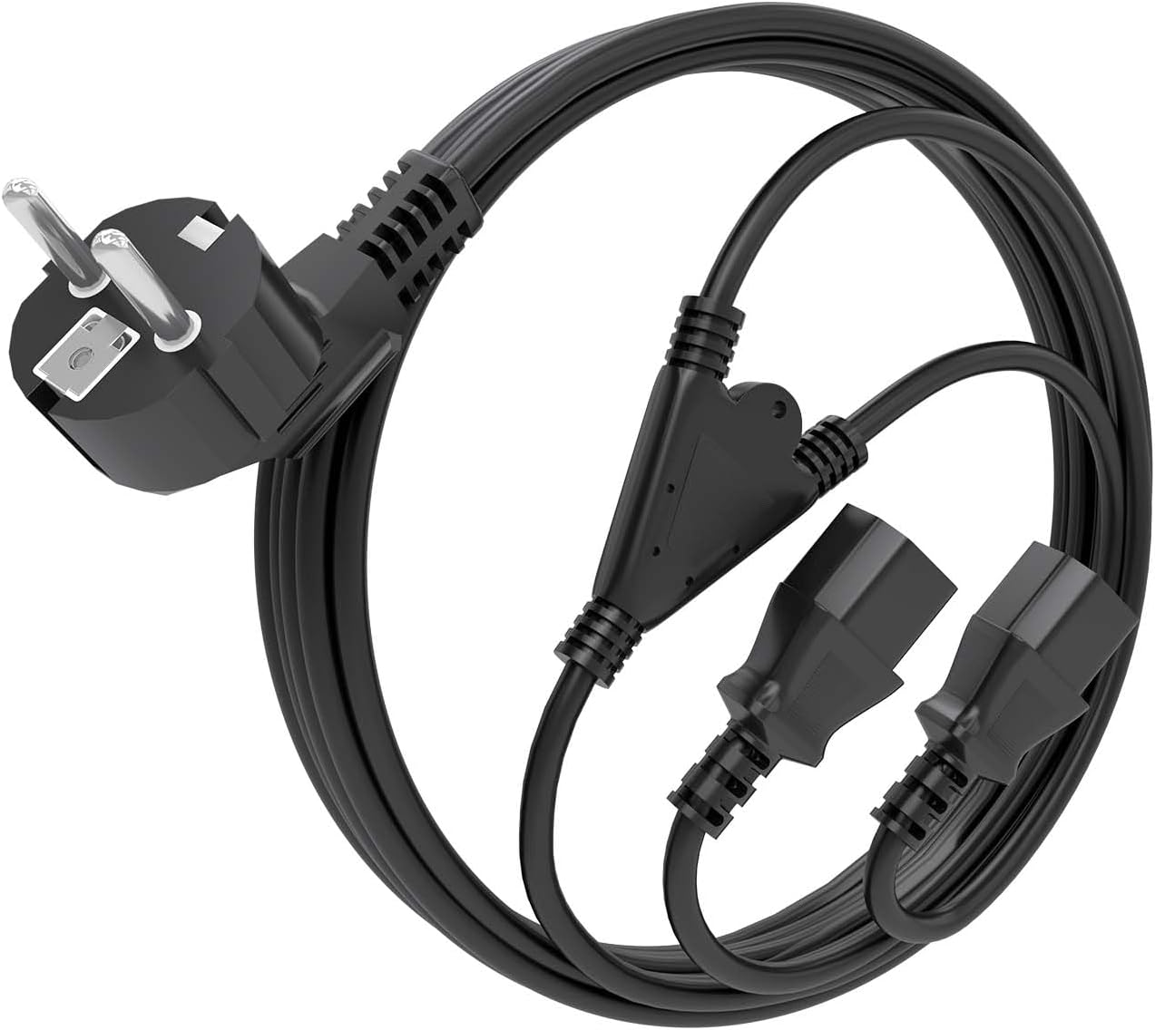 Cabo de Alimentação CPU Aisens A132-0865/ CEE7 Macho - 2x C13 Fêmea/ 3m/ Preto - Imagem 2