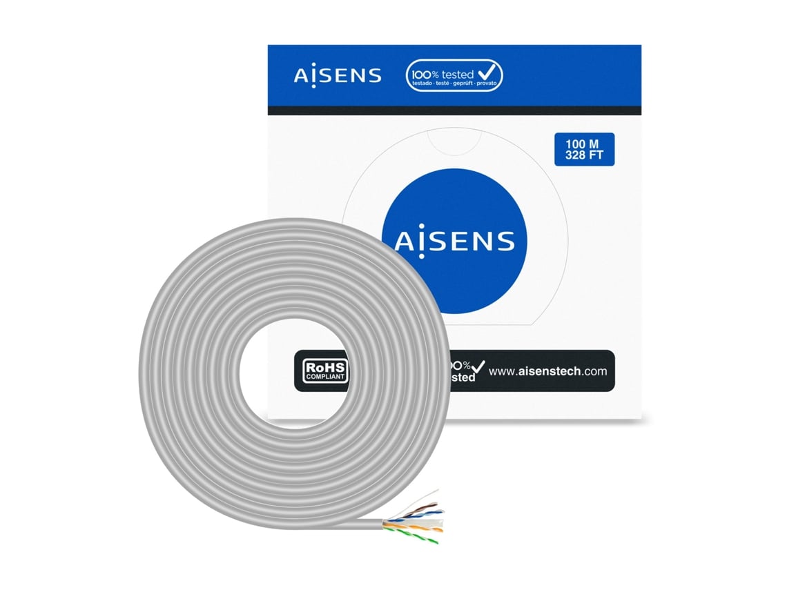 Bobina de Cabo RJ45 UTP AWG23 CCA (Liga) Aisens A135-0660 Cat.6/ 100m/ Cinzento - Imagem 3
