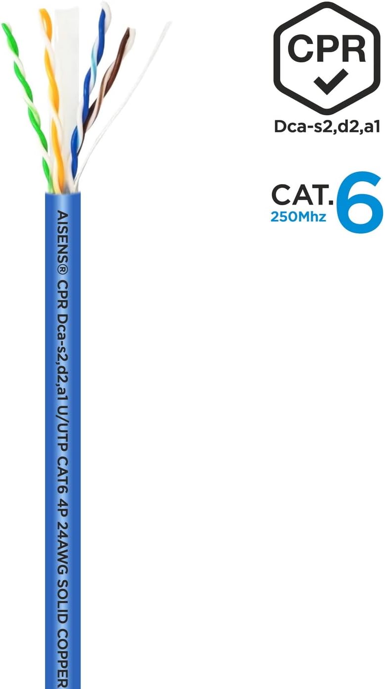 Bobina de Cabo RJ45 UTP AWG24 LSZH CPR Dca Aisens A135-0662 Cat.6/ 100m/ Azul - Imagem 2