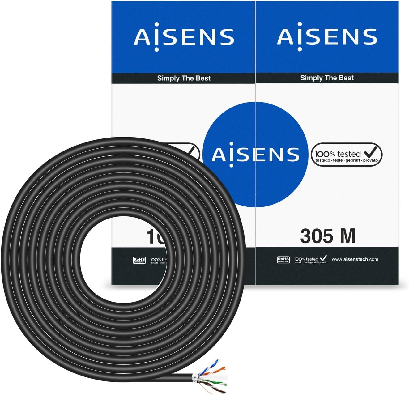 Bobina de Cabo RJ45 para Exterior FTP AWG24 Aisens A135-0674 Cat.6/ 305m/ Impermeável/ Preto - Imagem 3