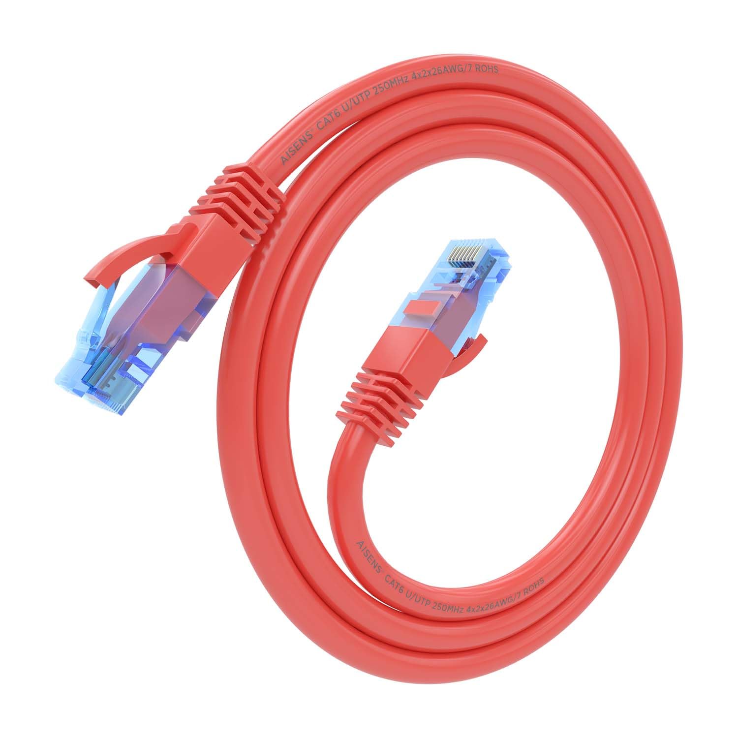 Cabo de Rede RJ45 AWG26 CCA UTP Aisens A135-0788 Cat.6/ 75cm/ Vermelho - Imagem 2