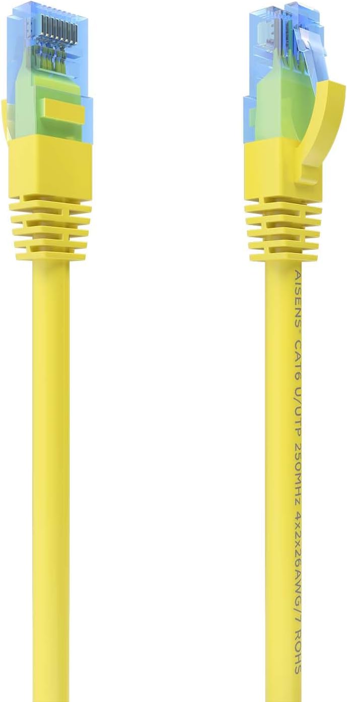 Cabo de Rede RJ45 AWG26 CCA UTP Aisens A135-0838 Cat.6/ 5m/ Amarelo