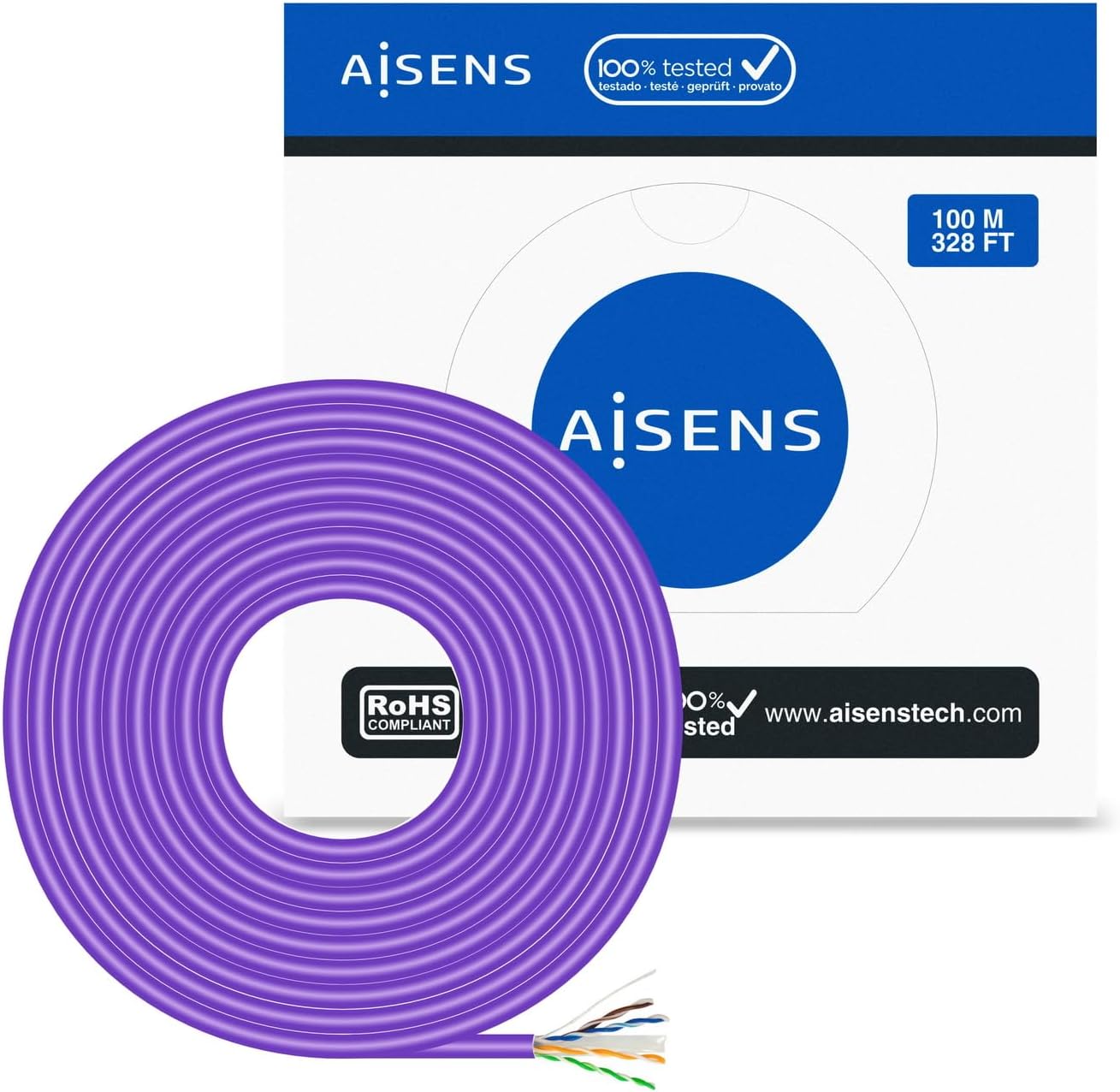 Bobina de Cabo RJ45 AWG23 UTP Aisens A135-0747 Cat.6/ LSZH/ 100m/ Violeta - Imagem 3