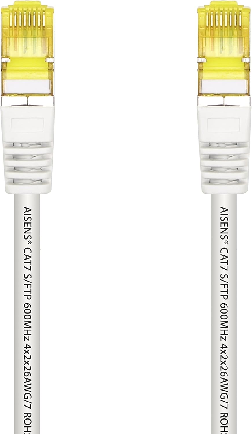 Cabo de Rede RJ45 Aisens A146-0489 Cat.7 S/FTP 10Gbps 600MHz 50cm Branco - Imagem 2