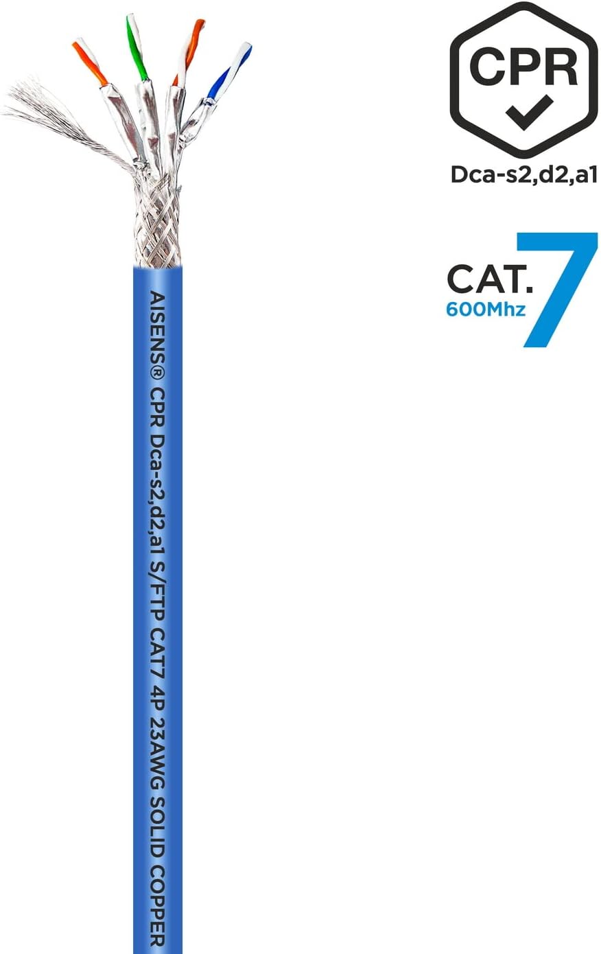 Bobina de Cabo RJ45 SFTP AWG23 LSZH CPR Dca Aisens A146-0665 Cat.7/ 305m/ Azul - Imagem 2