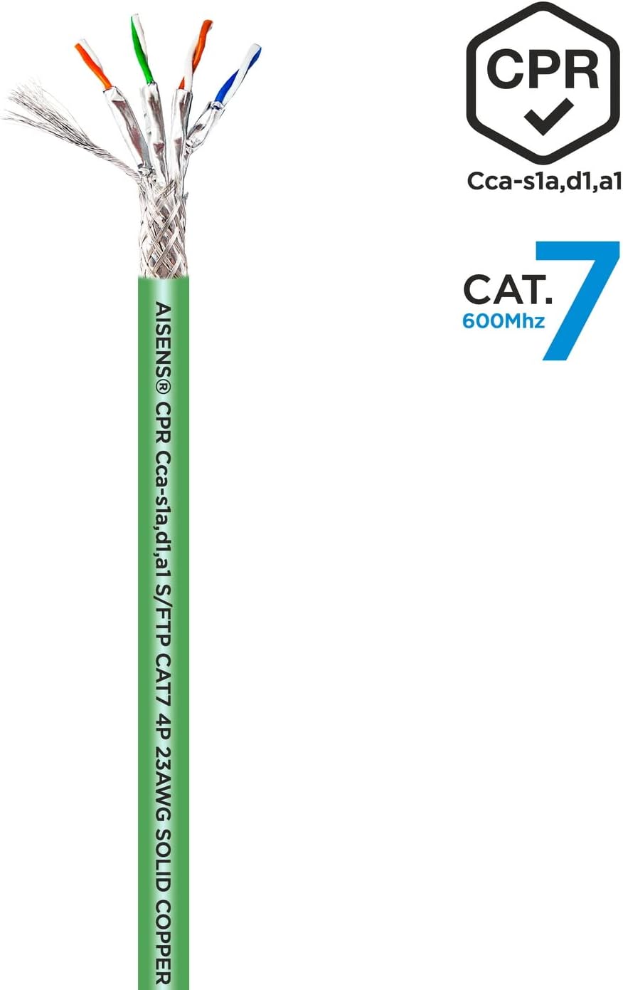 Bobina de Cabo RJ45 SFTP AWG23 LSZH CPR Cca Aisens A146-0667 Cat.7/ 305m/ Verde - Imagem 2