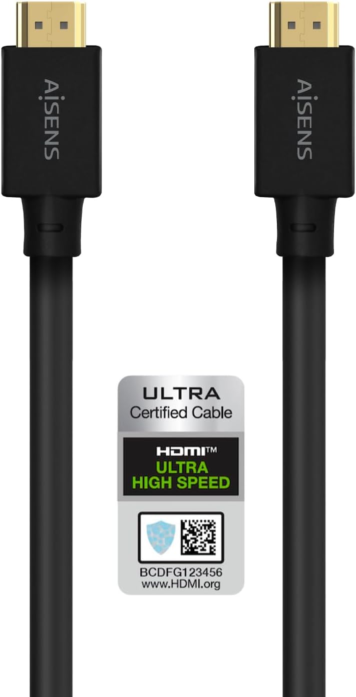 Cabo HDMI 2.1 8K Aisens A150-0680/ HDMI Macho - HDMI Macho/ 5m/ Certificado/ Preto