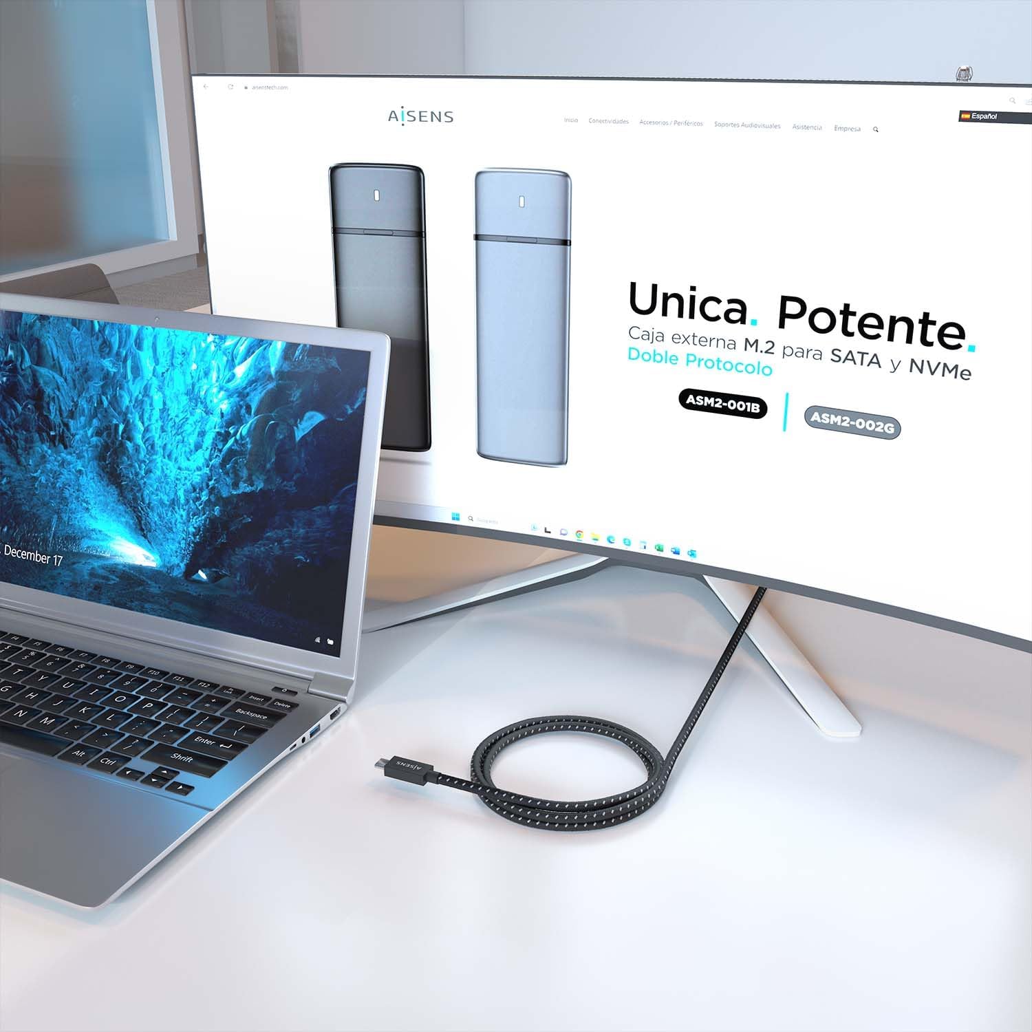 Cabo USB 4.0 Tipo-C Aisens A156-0868/ USB Tipo-C Macho - USB Tipo-C Macho/ Até 240W/ 40Gbps/ 1.5m/ Cinzento - Imagem 4