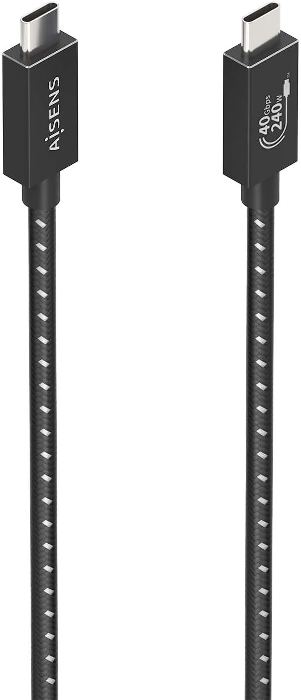 Cabo USB 4.0 Tipo-C Aisens A156-0868/ USB Tipo-C Macho - USB Tipo-C Macho/ Até 240W/ 40Gbps/ 1.5m/ Cinzento