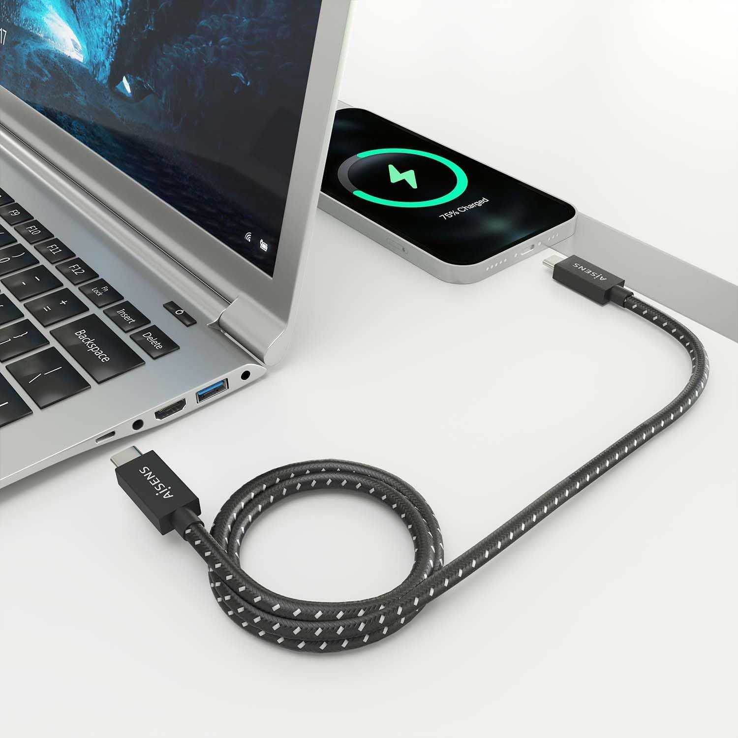 Cabo USB 4.0 Tipo-C Aisens A156-0868/ USB Tipo-C Macho - USB Tipo-C Macho/ Até 240W/ 40Gbps/ 1.5m/ Cinzento - Imagem 5