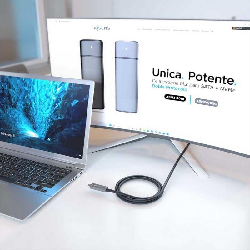 Cabo USB 3.1 Tipo-C Aisens AOC A157-0882/ USB Tipo-C Macho - USB Tipo-C Macho/ Até 60W/ 10Gbps/ 10m/ Preto - Imagem 4