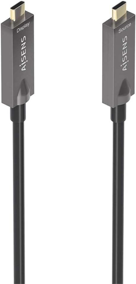 Cabo USB 3.1 Tipo-C Aisens AOC A157-0882/ USB Tipo-C Macho - USB Tipo-C Macho/ Até 60W/ 10Gbps/ 10m/ Preto