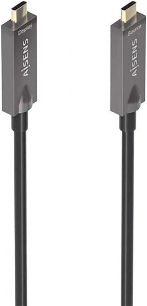Cabo USB 3.1 Tipo-C Aisens AOC A157-0883/ USB Tipo-C Macho - USB Tipo-C Macho/ Até 60W/ 10Gbps/ 15m/ Preto