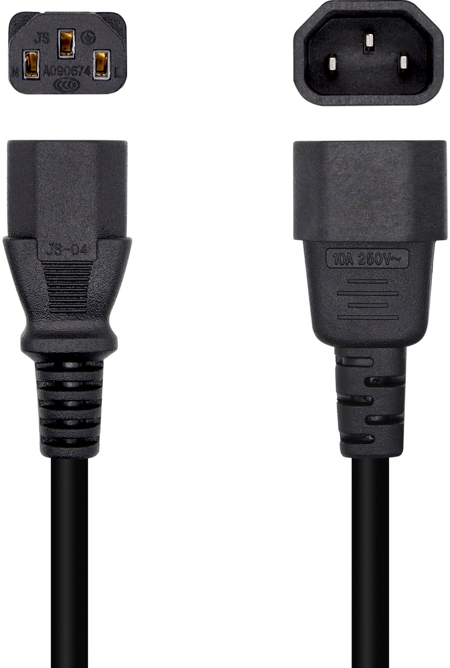 Cabo de Alimentação Aisens A132-0532/ IEC C13 Fêmea - IEC C14 Macho/ 10m/ Preto - Imagem 2