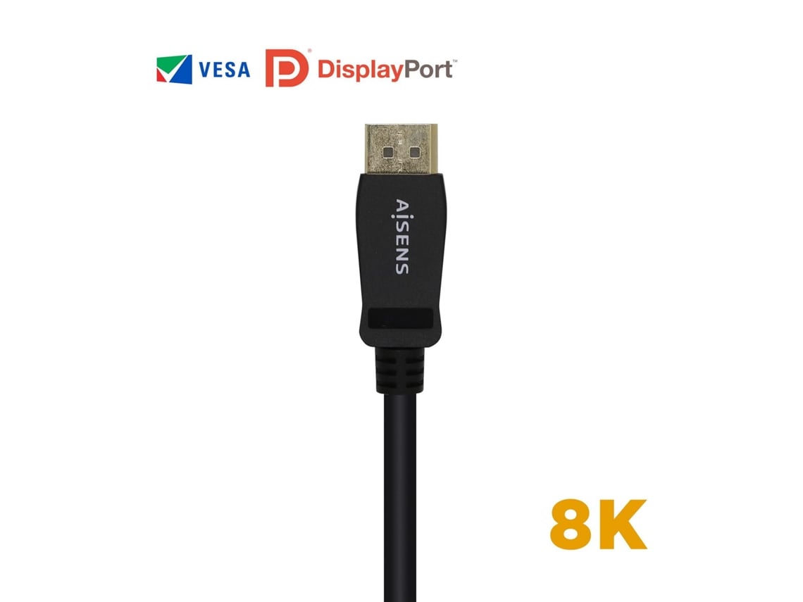 Cabo DisplayPort 1.4 8K Aisens A149-0430/ DisplayPort Macho - DisplayPort Macho/ 50cm/ Certificado/ Preto - Imagem 3