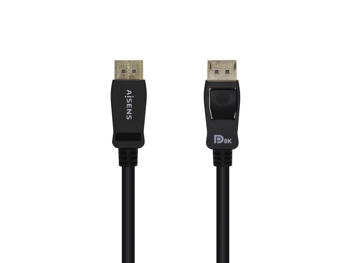 Cabo DisplayPort 1.4 8K Aisens A149-0432/ DisplayPort Macho - DisplayPort Macho/ 2m/ Certificado/ Preto