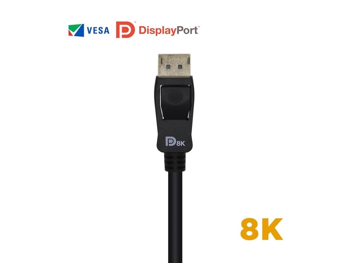 Cabo DisplayPort 1.4 8K Aisens A149-0432/ DisplayPort Macho - DisplayPort Macho/ 2m/ Certificado/ Preto - Imagem 3