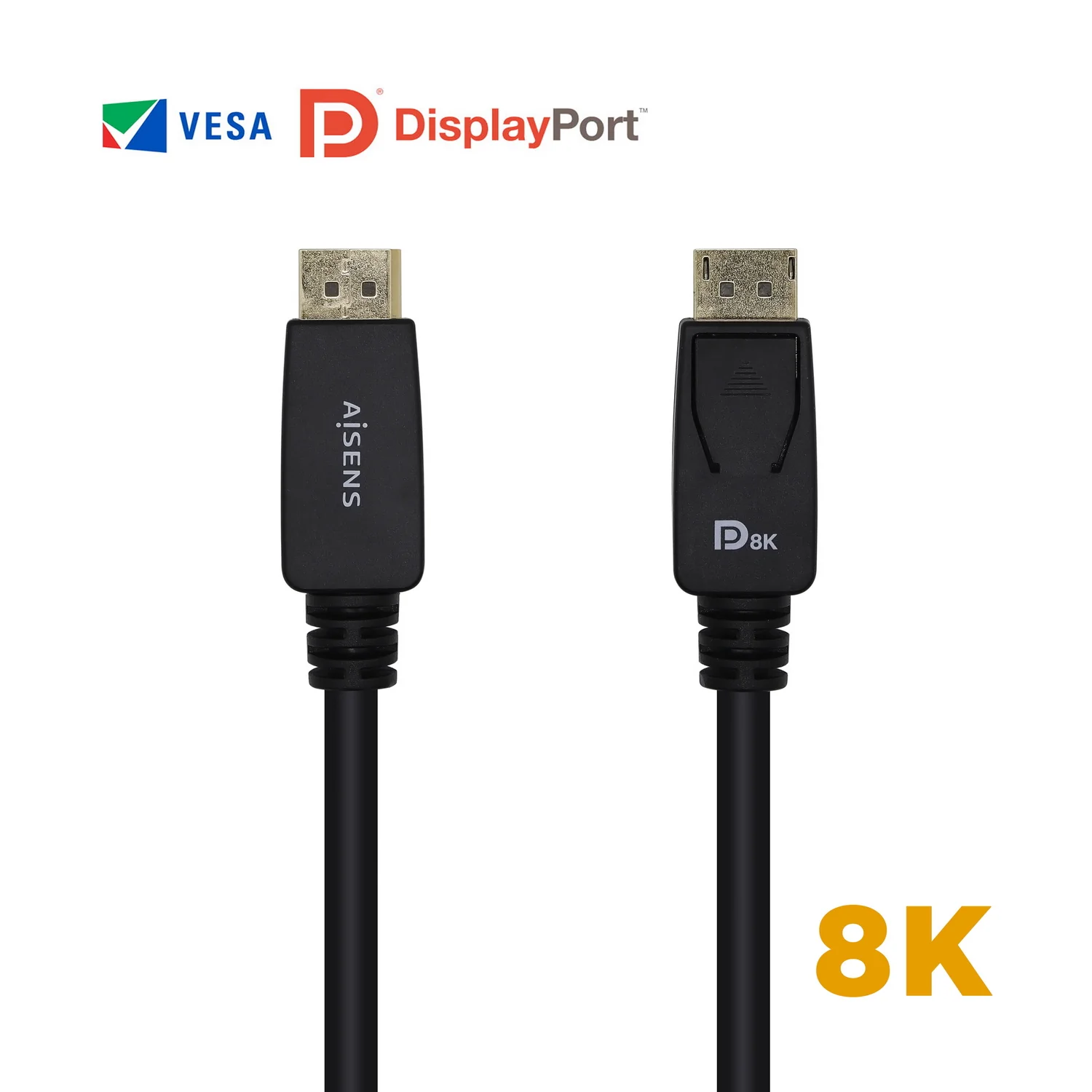 Cabo DisplayPort 1.4 AISENS A149-0433 8K Certificado VESA Macho-Macho 3m Preto - Imagem 2