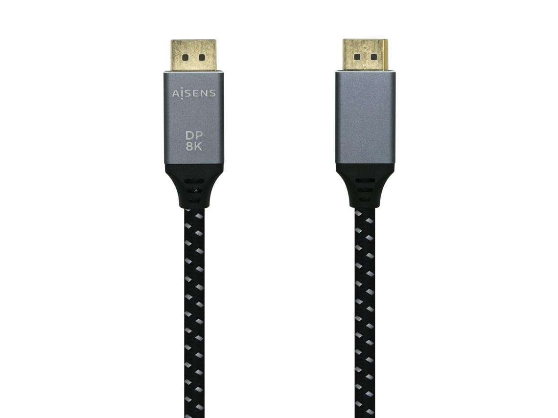 Cabo DisplayPort 1.4 8K Aisens A149-0434/ DisplayPort Macho - DisplayPort Macho/ 50cm/ Preto Cinzento