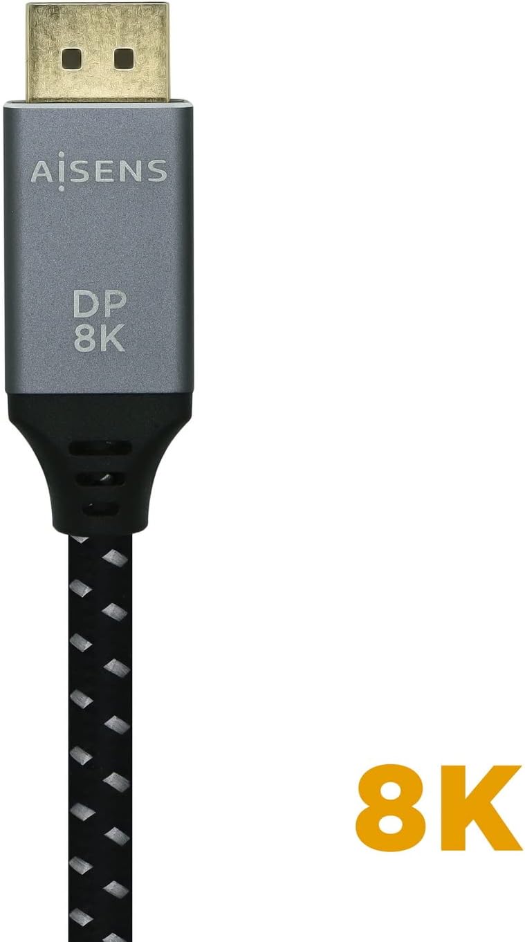 Cabo DisplayPort 1.4 8K Aisens A149-0438/ DisplayPort Macho - DisplayPort Macho/ 3m/ Preto Cinzento - Imagem 3