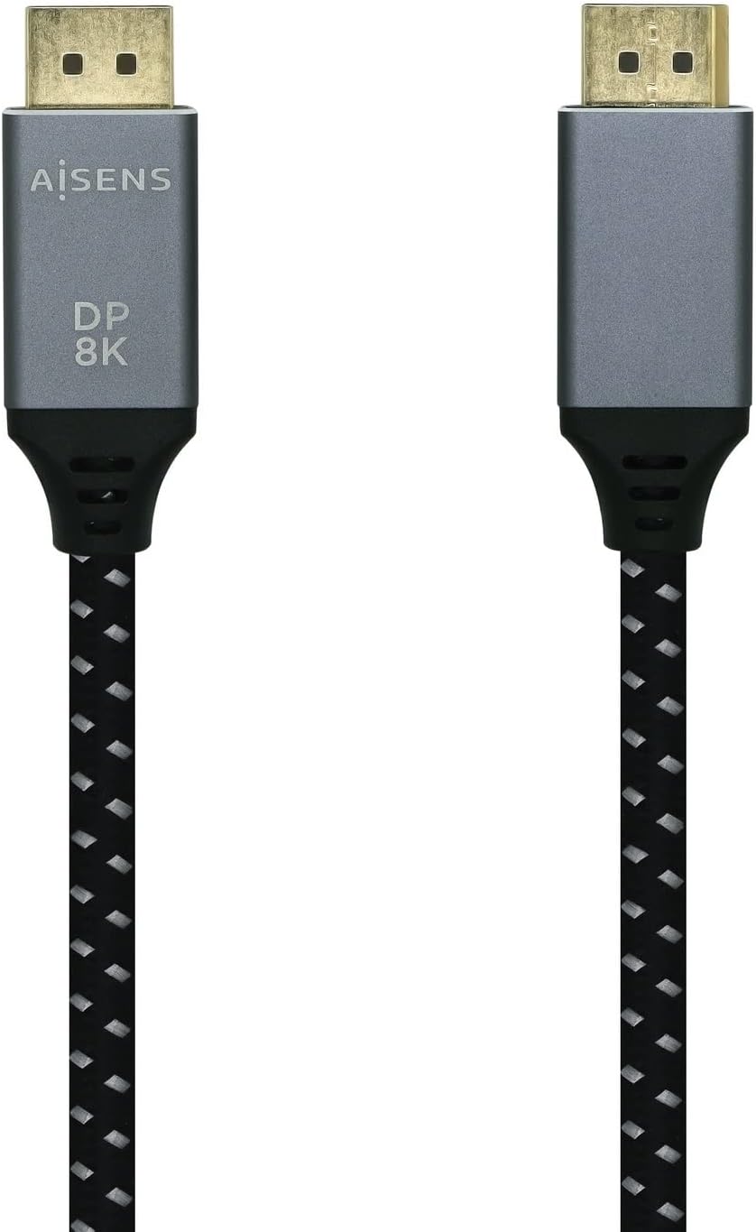 Cabo DisplayPort 1.4 8K Aisens A149-0438/ DisplayPort Macho - DisplayPort Macho/ 3m/ Preto Cinzento