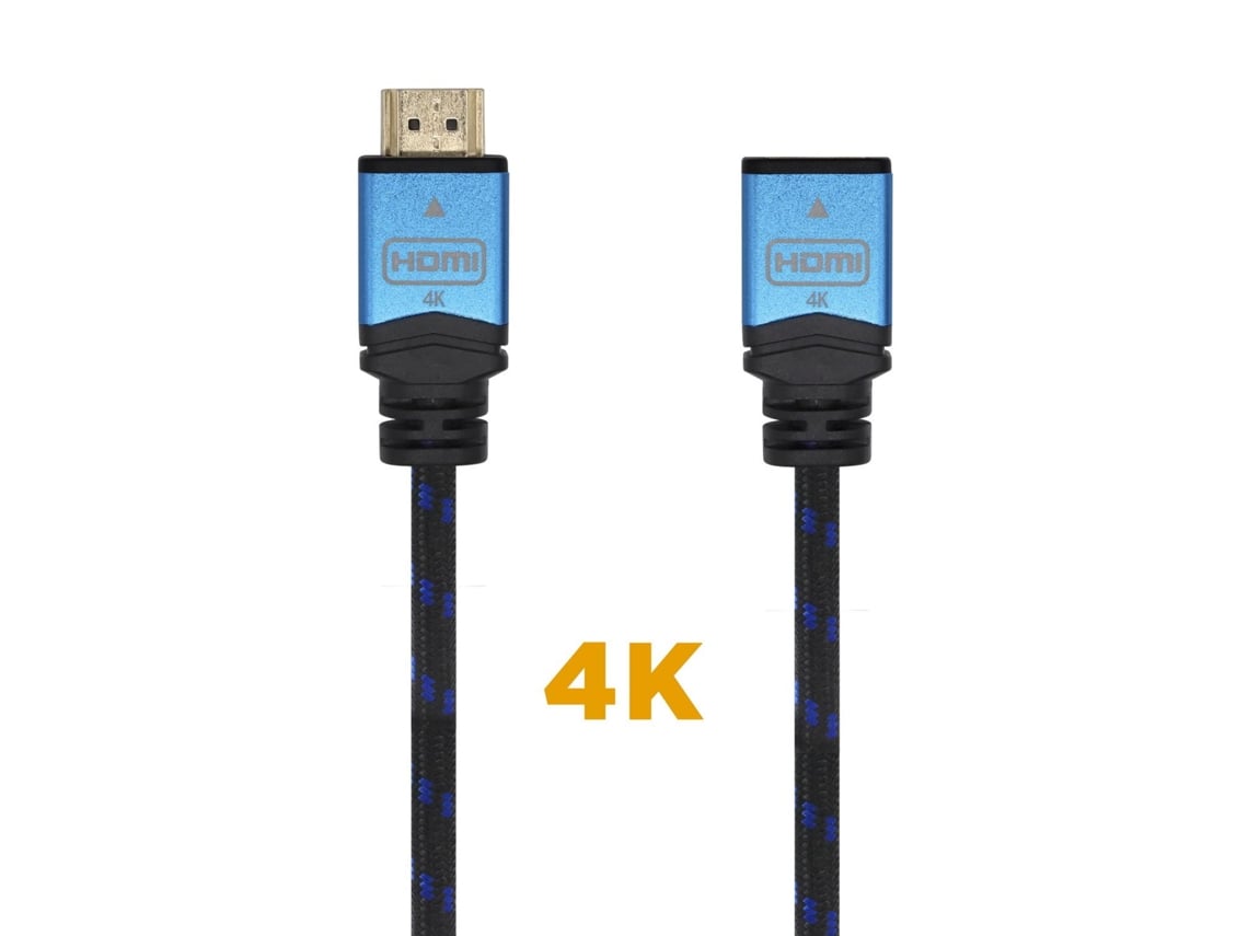 Cabo Extensor HDMI Aisens A120-0453/ HDMI Macho - HDMI Fêmea/ 2m/ Preto/ Azul