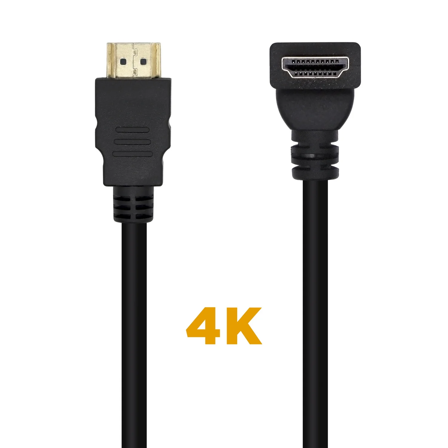 Cabo HDMI 2.0 AISENS A120-0457 4K@60Hz 18Gbps 2m Macho para Macho Acotovelado Preto - Imagem 3