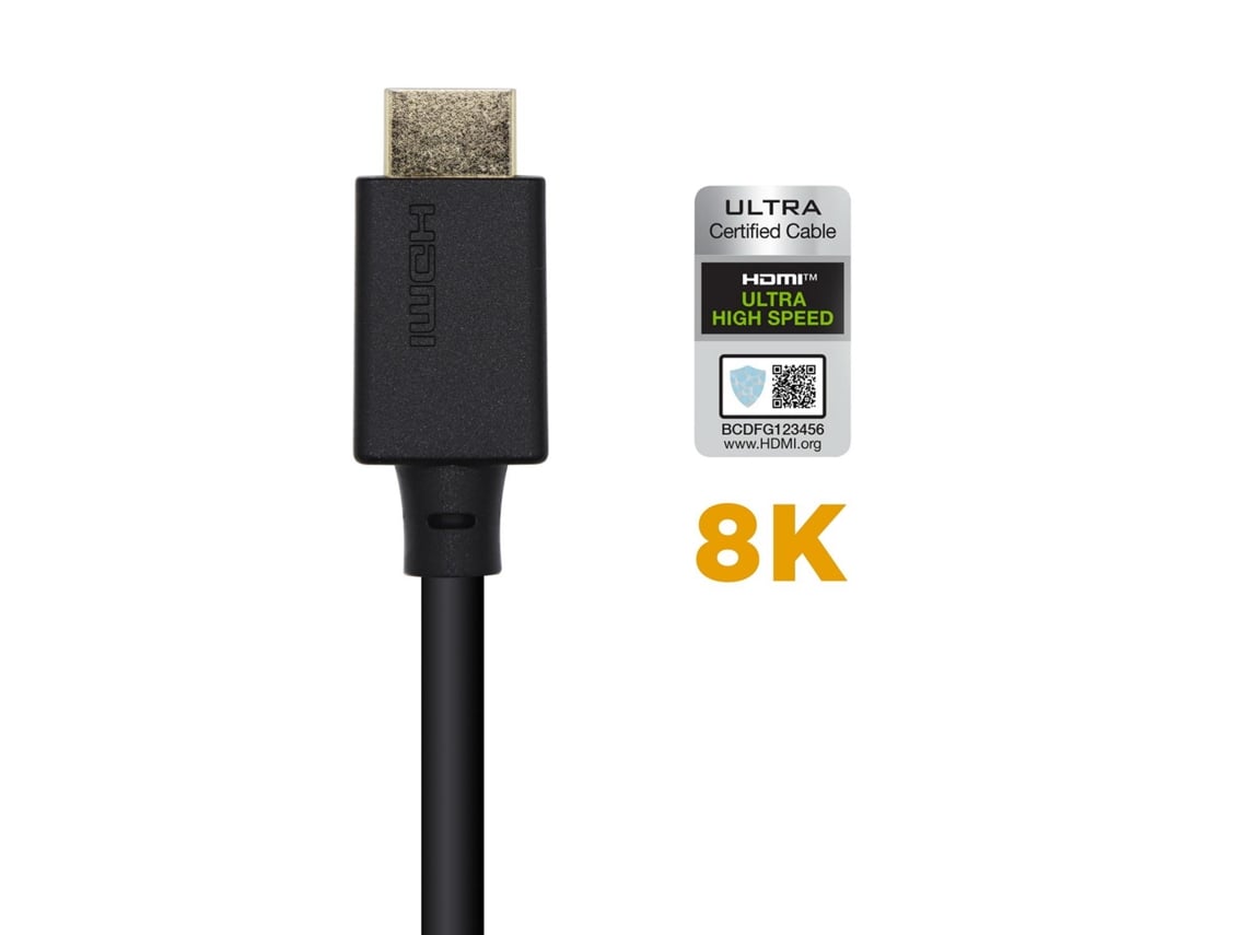 Cabo HDMI 2.1 8K Aisens A150-0421/ HDMI Macho - HDMI Macho/ 1m/ Certificado/ Preto - Imagem 2