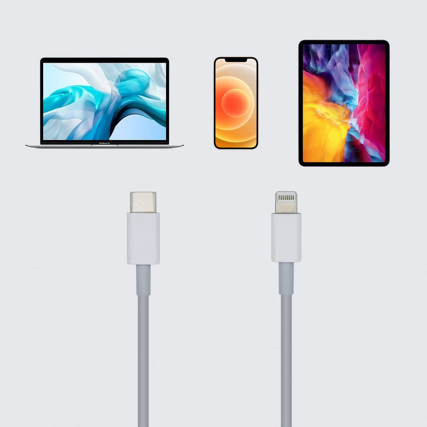 Cabo USB Tipo-C 2.0 Lightning Aisens A102-0443/ Lightning Macho - USB Tipo-C Macho/ 2m/ Branco - Imagem 4