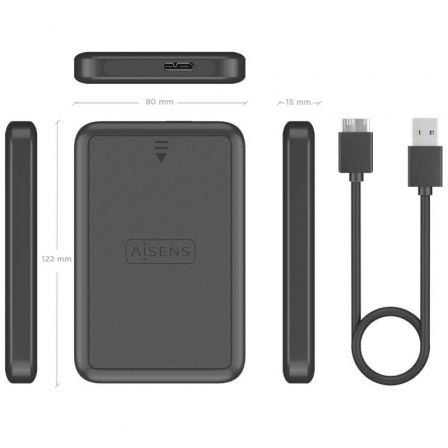 Caixa Externa para Disco Rígido de 2.5" Aisens ASE-2519B/ USB 3.1/ Sem Parafusos - Imagem 4