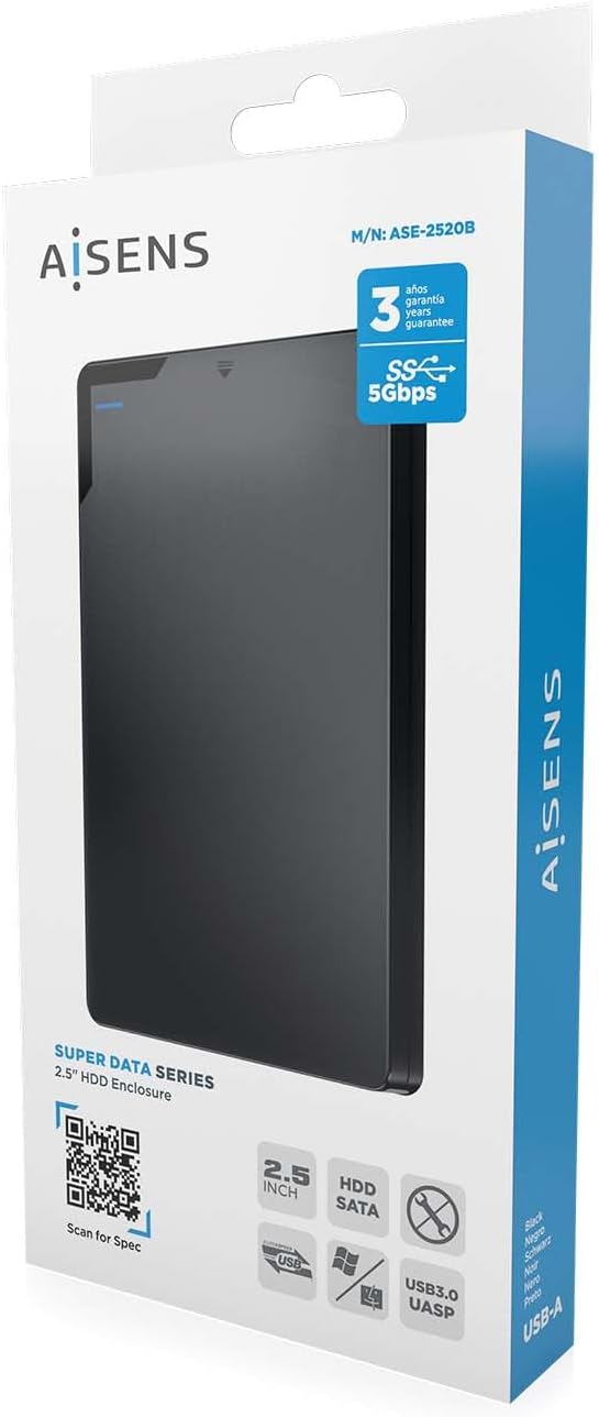 Caixa Externa para Disco Rígido de 2.5" Aisens ASE-2520B/ USB 3.1/ Sem Parafusos - Imagem 6