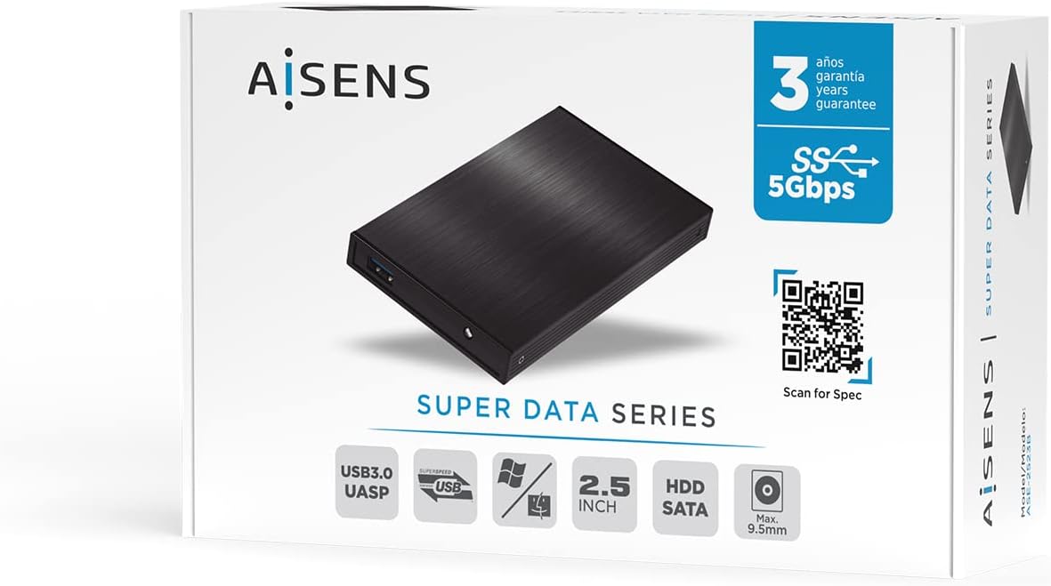 Capa Externa para Disco Rígido de 2.5" Aisens ASE-2523B/ USB 3.0 - Imagem 5