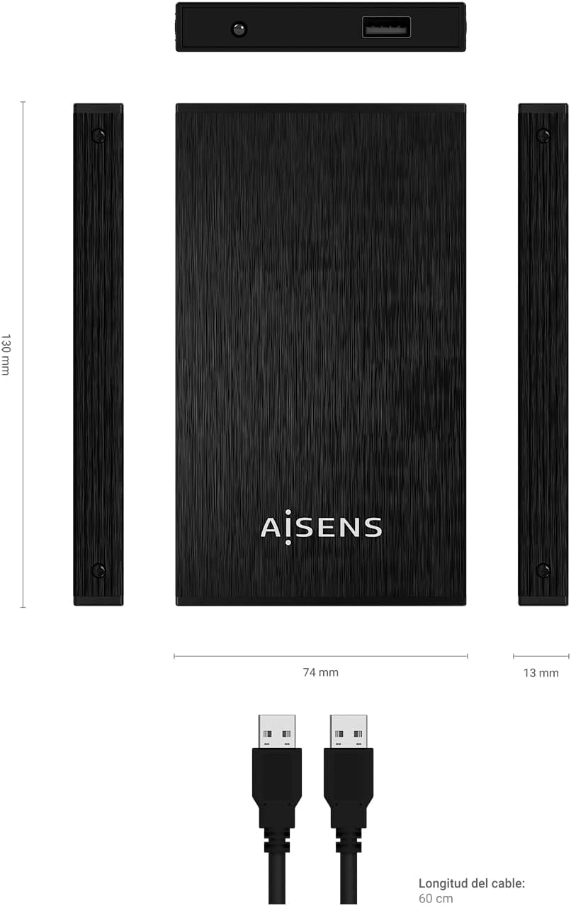 Capa Externa para Disco Rígido de 2.5" Aisens ASE-2523B/ USB 3.0 - Imagem 3