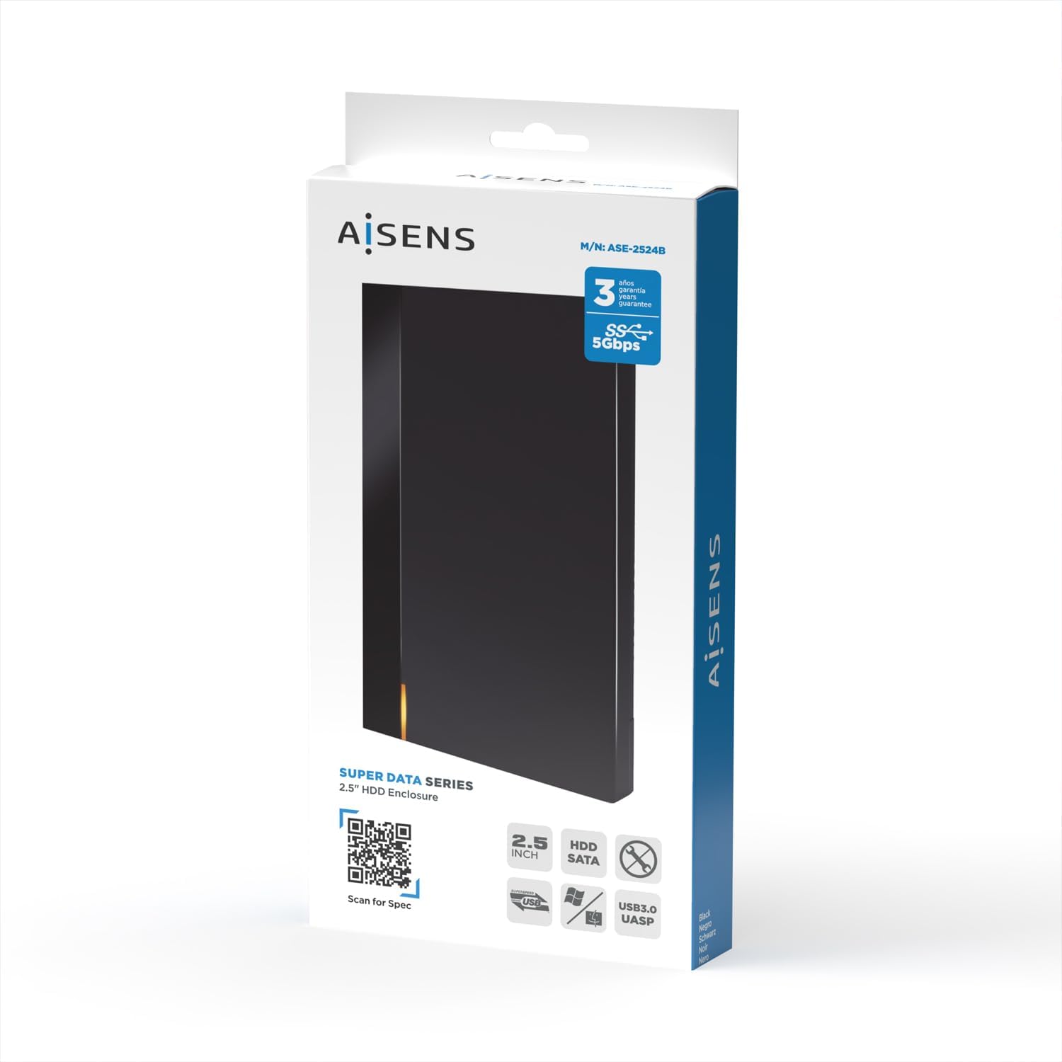 Capa Externa para Disco Rígido de 2.5" Aisens ASE-2524B/ USB 3.1/ Sem parafusos - Imagem 4
